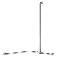 5481P-Corner grab bar with sliding vertical bar, bright stainless steel